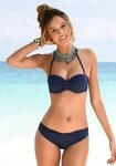 Bandeau-Bikini-Top S.OLIVER "Spain", Damen, Gr. 38, Cup C, blau (marine), Microfaser,