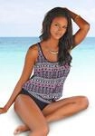 Oversize-Tankini LASCANA, Damen, Gr. 44, N-Gr, bunt (schwarz, bunt), Polyamid,
