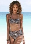 Bandeau-Bikini-Top LASCANA "Lexa", Damen, Gr. 36, Cup A/B, braun (braun, bedruckt),