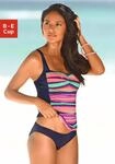 B&uuml;gel-Tankini-Top LASCANA "Rainbow", Damen, Gr. 42, Cup C, bunt (bunt, gestreift),