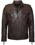 Bikerjacke JCC "Lederjacke 1101019-2", Herren, Gr. 3XL, braun, Obermaterial:...