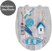 WC-Sitz WENKO "Beach High Gloss", bunt, B:36,5cm L:45cm, Edelstahl, Thermoplast,