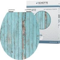 WC-Sitz SCH&Uuml;TTE "Blue Wood", blau (t&uuml;rkis, holzfarben), B:370cm L:430cm, MDF -