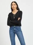 V-Ausschnitt-Pullover VILA "VIRIL V-NECK L/S KNIT TOP - NOOS", Damen, Gr. XS (34),