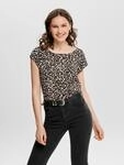 Shirtbluse ONLY "ONLVIC S/S AOP TOP NOOS PTM", Damen, Gr. 40L, beige (pumice...
