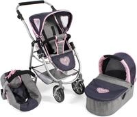 Kombi-Puppenwagen CHIC2000 "Emotion All In 3in1, Grau-Navy", blau (melange grau,