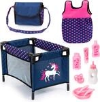 Puppenm&ouml;bel BAYER "Puppen-Reisebett und Schlafsack blau/pink", bunt (blau, pink),
