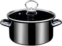 Bratentopf GSW "Profi-Black-Star", schwarz, H:10,5cm &Oslash;:20cm, T&ouml;pfe, Bratentopf,