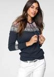 Kapuzenpullover KANGAROOS, Damen, Gr. 48/50, blau (marine, gemustert), Feinstrick,