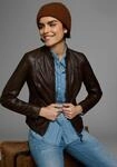 Lederjacke ALPENBLITZ "Athen", Damen, Gr. 48, braun, Obermaterial: 100%