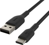 BELKIN Smartphone-Kabel "USB-C/USB-A Kabel ummantelt, 1m", schwarz, 100cmcm, Kabel,
