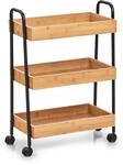 Dekoablage ZELLER PRESENT "Beistellwagen, Bambus/Metall, schwarz", beige (natur),