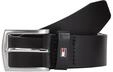Lederg&uuml;rtel TOMMY HILFIGER "DENTON 3,5 cm breit", Herren, Gr. 85, schwarz, Leder,