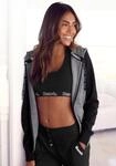 Kapuzensweatjacke BENCH. LOUNGEWEAR, Damen, Gr. 32/34, grau (schwarz, dunkelgrau),