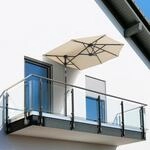 Balkonschirm SCHNEIDER SCHIRME "Salerno mezza", beige (natur), Obermaterial: 100%