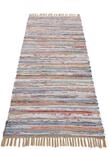 Teppich CARPETFINE "Kelim Chindi, Wendeteppich", grau (taupe), B:80cm H:6mm L:350cm,