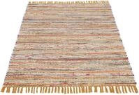 Teppich CARPETFINE "Kelim Chindi, Wendeteppich", gelb, B:140cm H:6mm L:200cm,