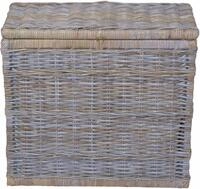 W&auml;schetruhe MY HOME "Duo", grau (kubu, grau), B:69cm H:61cm T:37cm, Geflecht Rattan,