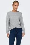Rundhalspullover ONLY "ONLRICA LIFE L/S PULLOVER KNT NOOS", Damen, Gr. M, grau (light