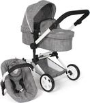 Kombi-Puppenwagen CHIC2000 "Linus, Jeans Grey", grau (jeans grau), Puppenwagen,