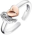 Fingerring ENGELSRUFER "Fl&uuml;gel & Herz Bicolor", rosa (silberfarben,