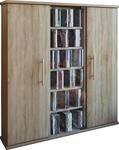 Media-Regal VCM "Holz CD DVD Stand Regal Schrank Santo Glast&uuml;r", braun (sonoma,