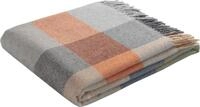 Plaid BIEDERLACK "Britta", orange (grau, orange, beige), B:130cm L:170cm, Wolle,