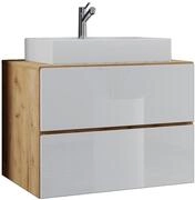 Waschtisch VCM "2-tlg. Waschplatz Waschtisch Lendas S Schublade", braun (wei&szlig;,
