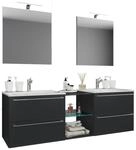 Waschtisch VCM "3-tlg. Doppel Waschplatz Waschtisch Badinos XXL", schwarz, B:157cm