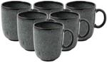 Becher "Becher mit Henkel Lave 400 ml 6er Set", grau (gris), 6 tlg., Steingut, LIKE.