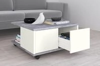 Couchtisch FMD "Twin", wei&szlig; (betonoptik, wei&szlig; edelglanz), B:70cm H:36cm T:70cm,