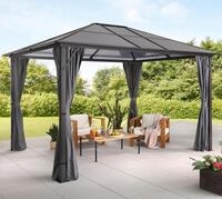 Pavillon KONIFERA "Aruba", grau (anthrazit, grau), B/H/T: 360cm x 260cm x 300cm,