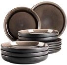 Tafelservice M&Auml;SER "Niara", braun (schwarz, grau), 12, Geschirr-Sets, Tafelservice