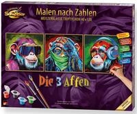 Malen nach Zahlen SCHIPPER "Meisterklasse Triptychon - Die 3 Affen", bunt,