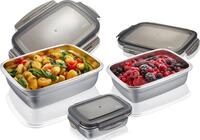Frischhaltedose GEFU "PREPPO", silber (silberfarben, schwarz), Edelstahl, Kunststoff,