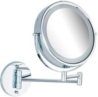 Wandspiegel WENKO "Power-Loc LED Modell Lumi", grau (chromfarben), B:25,5cm H:32cm