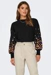 Sweatshirt ONLY "ONLBROOKE L/S O-NECK FLOWER SWT", Damen, Gr. S, schwarz...
