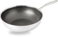 Wok HENSSLERS, silber (edelstahlfarben), B:29cm H:12,5cm L:51cm &Oslash;:28cm, Pfannen,