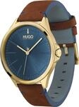 Quarzuhr HUGO "SMASH", blau (braun), Armbanduhren, Herren, Quarzuhr, Armbanduhr,