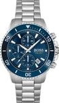Chronograph BOSS "ADMIRAL", silber (silberfarben, blau), Armbanduhren, Herren,