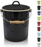 M&uuml;lleimer KR&Uuml;GER "Emaille-Eimer mit Deckel Serie Rio", schwarz, H:27,5cm &Oslash;:24cm,