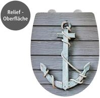 WC-Sitz WENKO "Rope mit Relief", bunt, B:36,5cm L:45cm, Edelstahl, Thermoplast,
