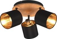 REALITY LEUCHTEN Deckenstrahler "Tommy", braun (holzfarben), 3, &Oslash; 46,5cm H: 22,5cm,