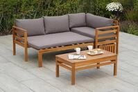 Gartenlounge-Set MERXX "Brasilia", beige (natur, grau), Massivholz, Sitzm&ouml;bel-Sets,