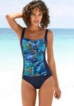 Badeanzug LASCANA, Damen, Gr. 36, Cup B, blau (blau, bedruckt), Polyamid, bedruckt,