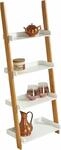 Leiterregal ZELLER PRESENT, wei&szlig; (wei&szlig;, natur), B:55cm H:145cm T:30cm, Bambus, MDF,