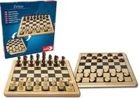 Spiel NORIS "Deluxe Holz - Schach & Dame", braun, Spiele, KinderB:28cm T:28cm, Holz,