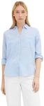 Langarmbluse TOM TAILOR "Regular", Damen, Gr. 44, blau (dreamy blau), Web,