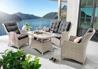 Garten-Essgruppe DESTINY "CASA Loungeset, Tisch 120x77x66cm, vintage wei&szlig;", wei&szlig;