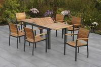 Garten-Essgruppe MERXX "Santorin", grau (graphit, natur), Aluminium, Massivholz,